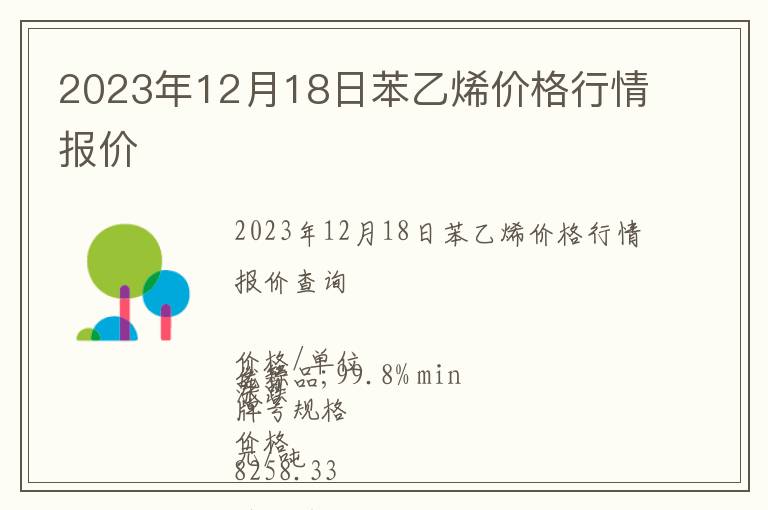 2023年12月18日苯乙烯價格行情報價