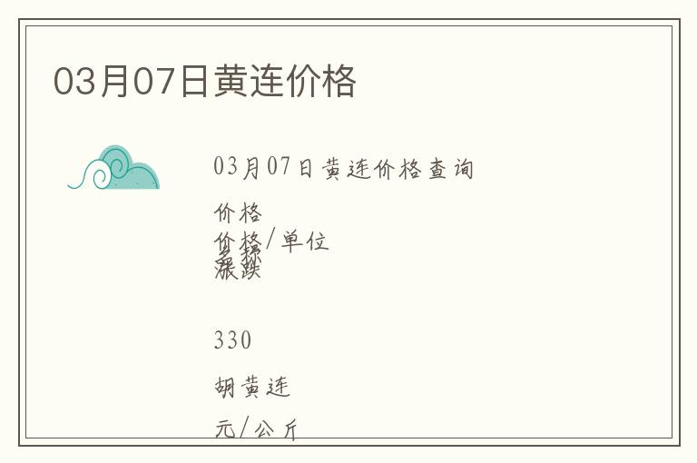 03月07日黃連價格