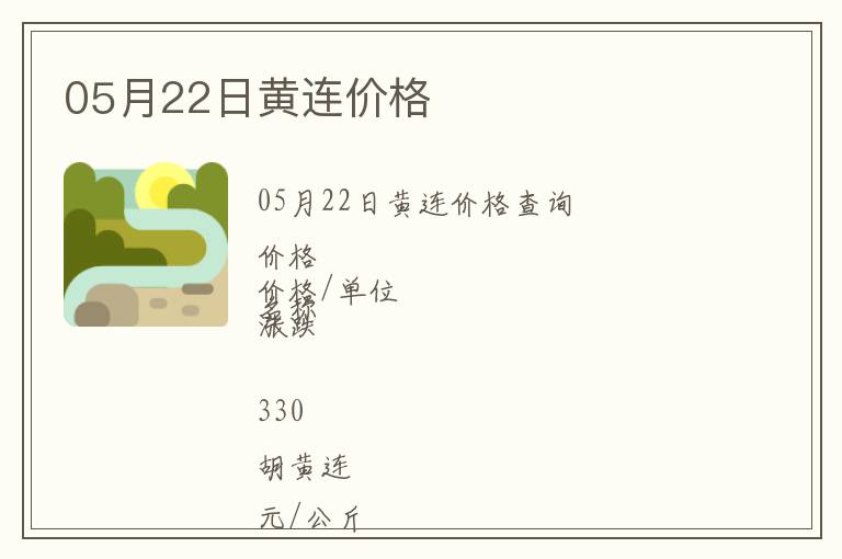 05月22日黃連價(jià)格
