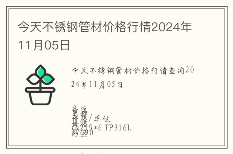 今天不銹鋼管材價格行情2024年11月05日