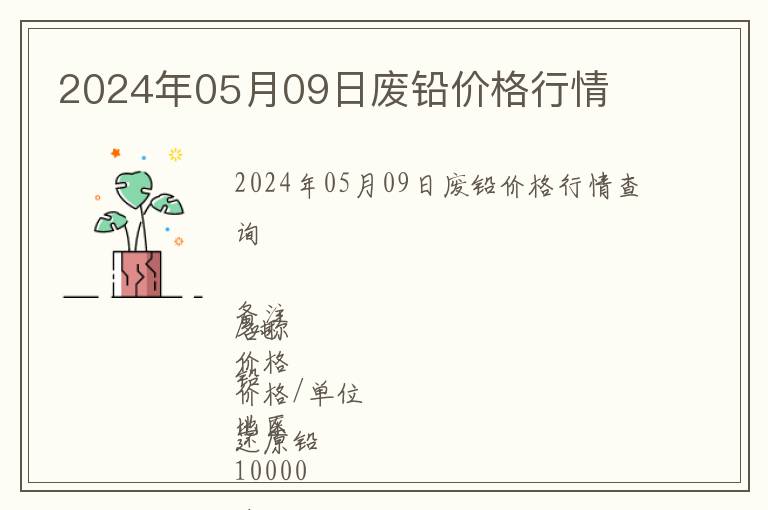 2024年05月09日廢鉛價(jià)格行情