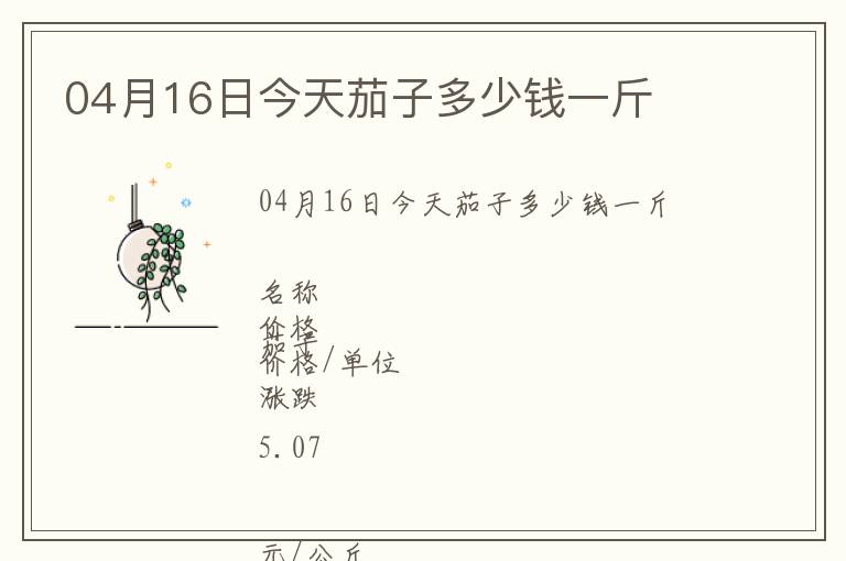 04月16日今天茄子多少錢一斤