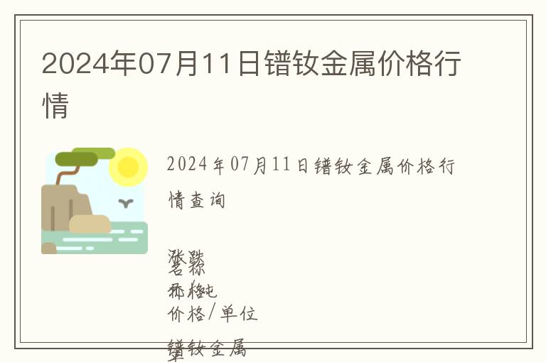 2024年07月11日鐠釹金屬價格行情