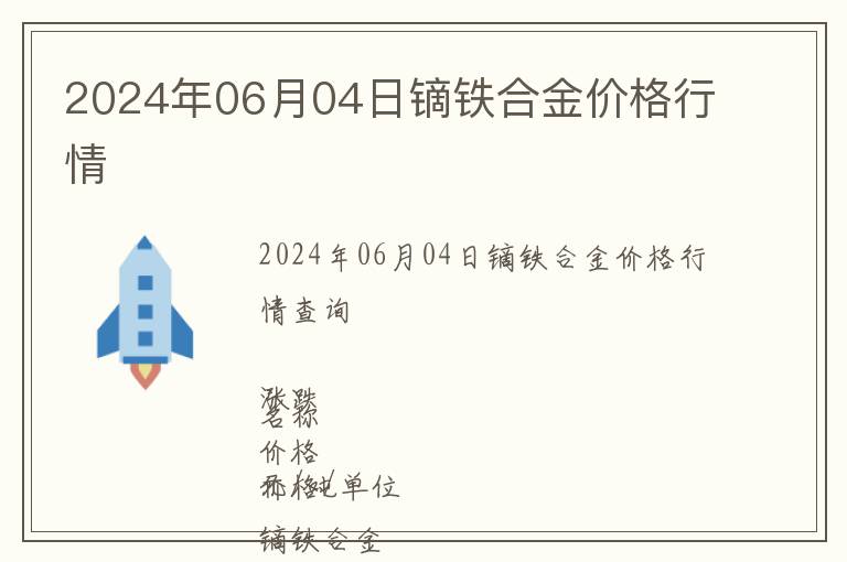 2024年06月04日鏑鐵合金價(jià)格行情