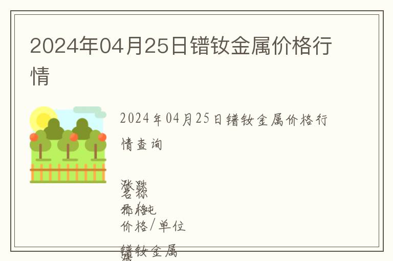 2024年04月25日鐠釹金屬價(jià)格行情