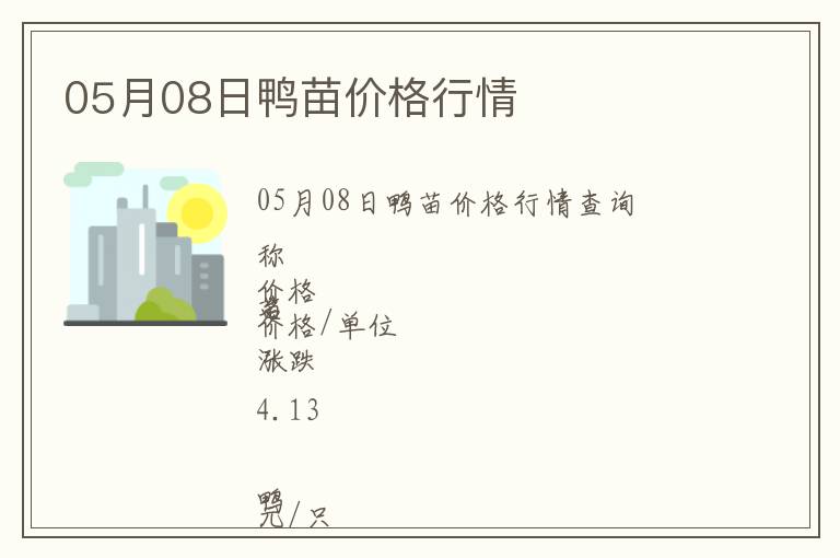 05月08日鴨苗價格行情