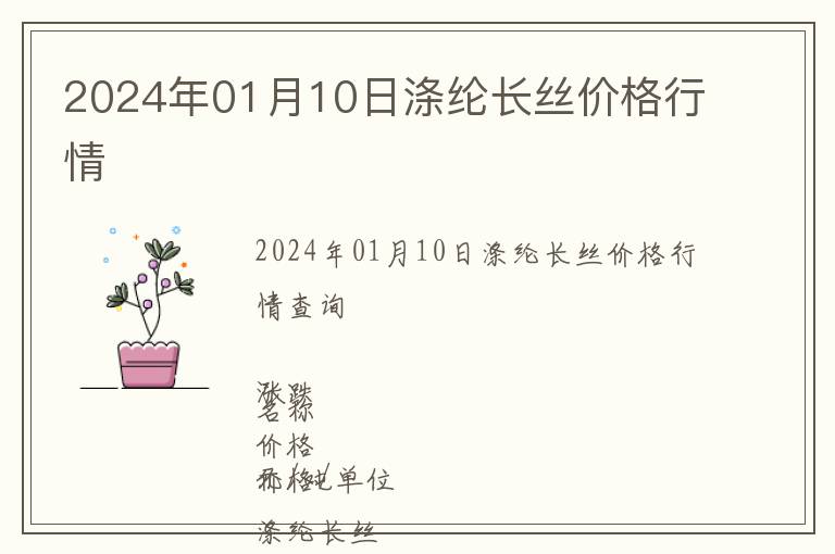2024年01月10日滌綸長絲價格行情