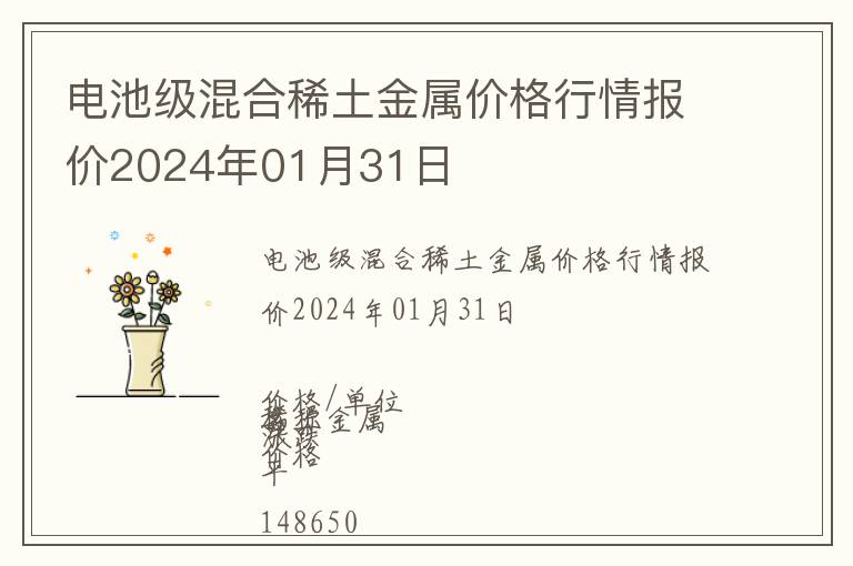 電池級混合稀土金屬價格行情報價2024年01月31日