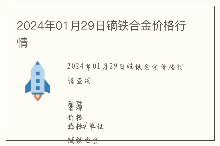 2024年01月29日鏑鐵合金價(jià)格行情