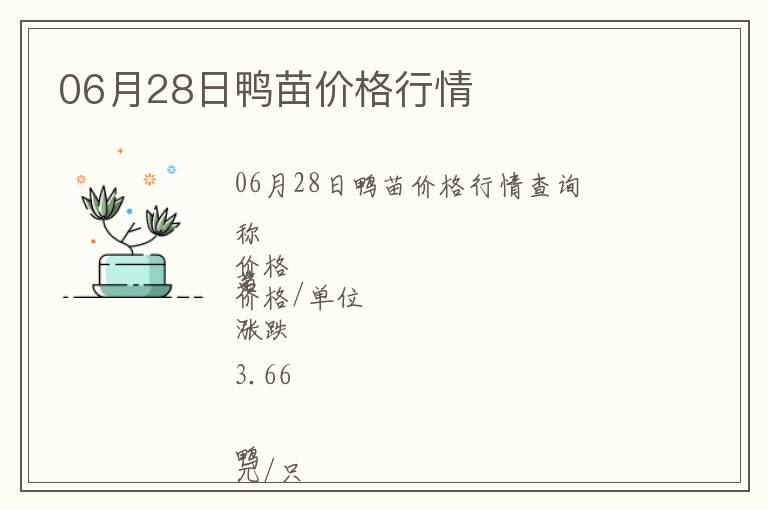 06月28日鴨苗價(jià)格行情