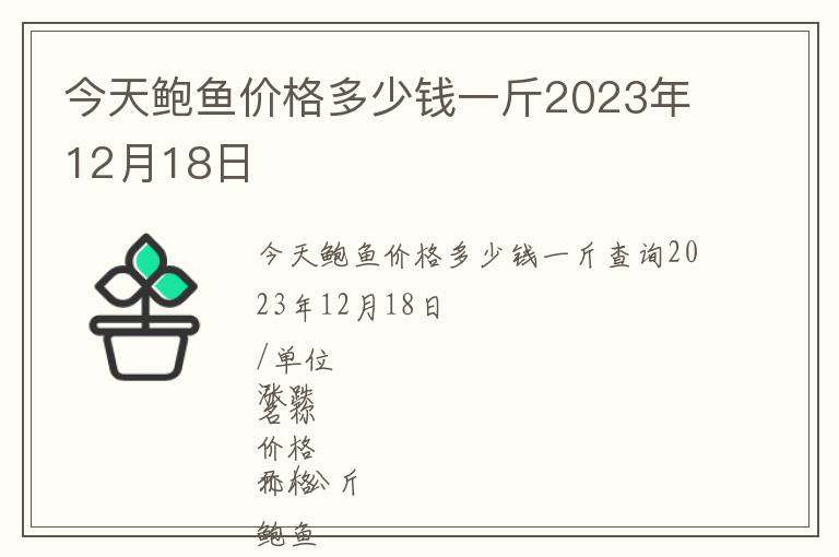 今天鮑魚價(jià)格多少錢一斤2023年12月18日