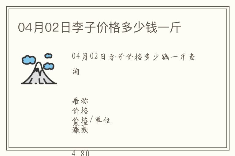 04月02日李子價格多少錢一斤
