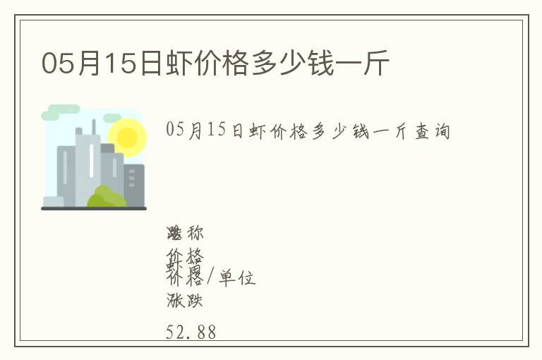 05月15日蝦價(jià)格多少錢一斤