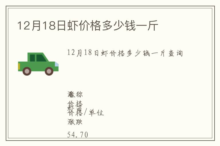 12月18日蝦價格多少錢一斤
