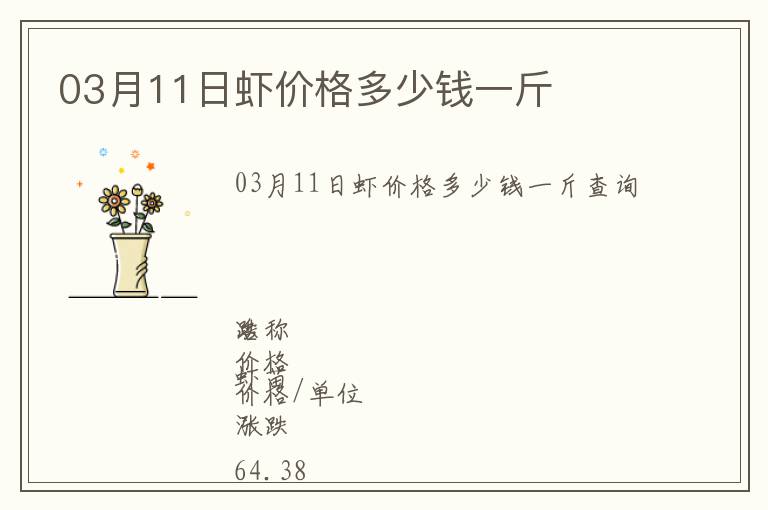 03月11日蝦價格多少錢一斤