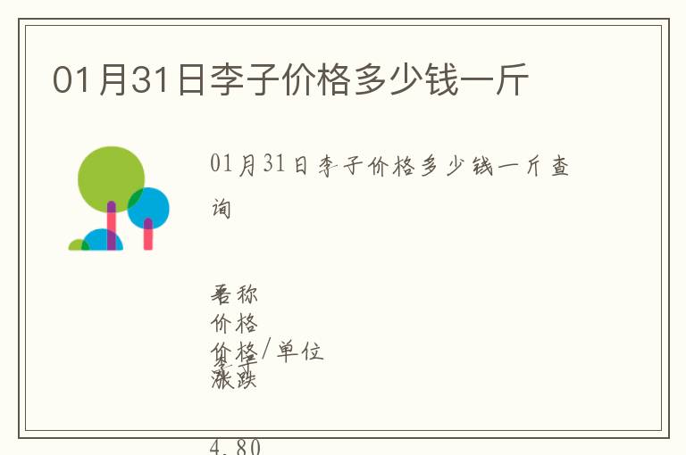 01月31日李子價(jià)格多少錢一斤