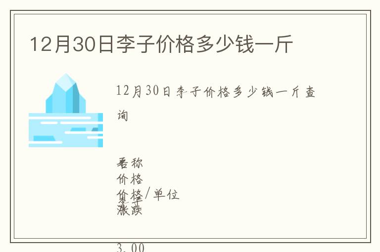 12月30日李子價格多少錢一斤