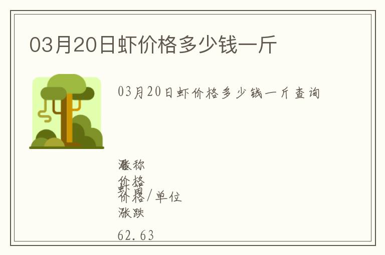 03月20日蝦價格多少錢一斤