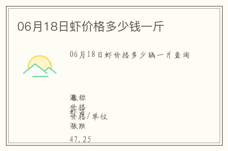 06月18日蝦價(jià)格多少錢一斤