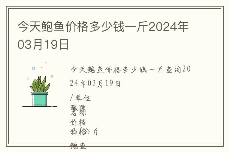 今天鮑魚價(jià)格多少錢一斤2024年03月19日
