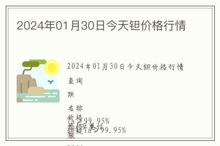2024年01月30日今天鉭價格行情