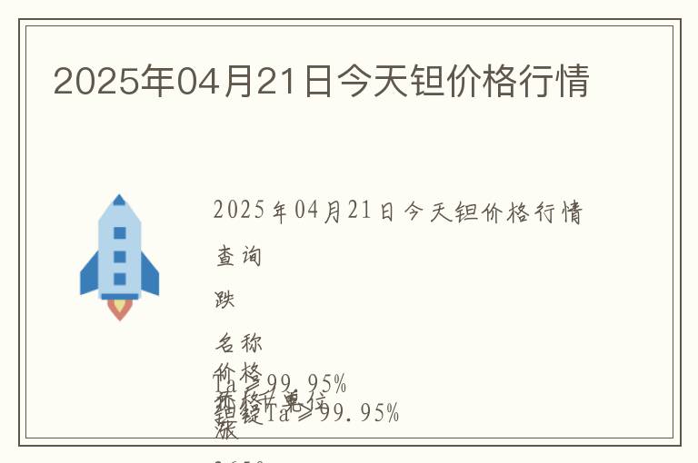 2025年04月21日今天鉭價格行情