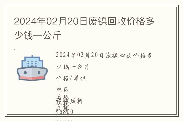 2024年02月20日廢鎳回收價(jià)格多少錢一公斤