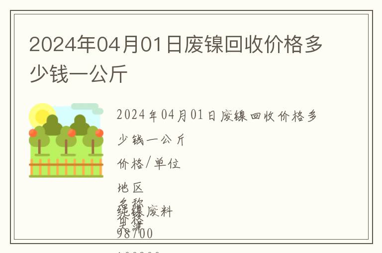 2024年04月01日廢鎳回收價(jià)格多少錢一公斤