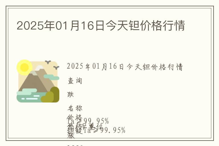 2025年01月16日今天鉭價格行情