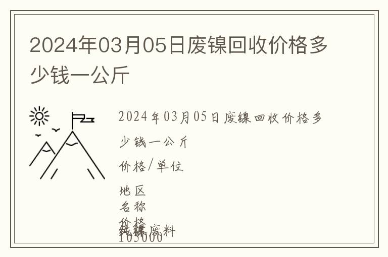 2024年03月05日廢鎳回收價(jià)格多少錢一公斤