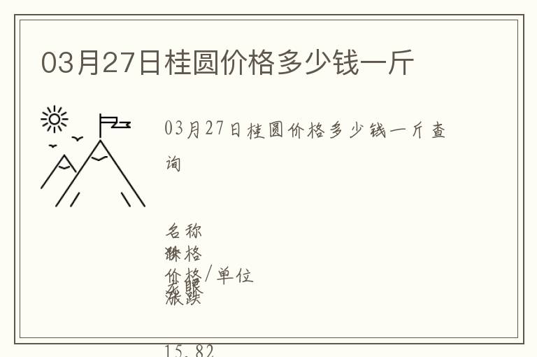 03月27日桂圓價(jià)格多少錢一斤