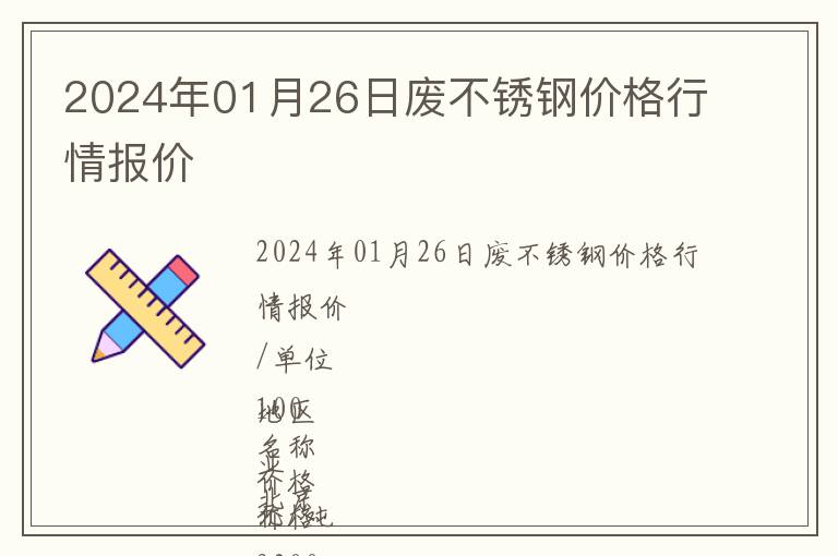 2024年01月26日廢不銹鋼價格行情報價