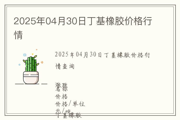 2025年04月30日丁基橡膠價格行情