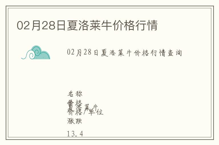 02月28日夏洛萊牛價格行情