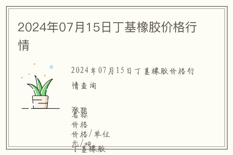 2024年07月15日丁基橡膠價格行情