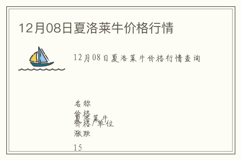 12月08日夏洛萊牛價格行情