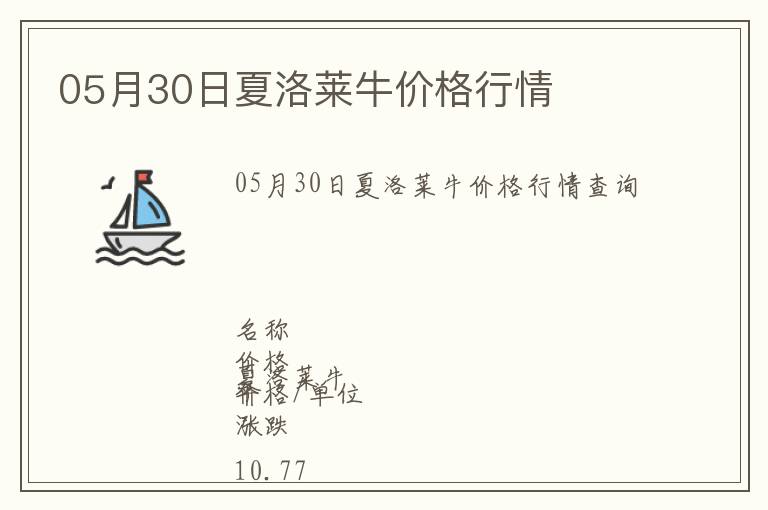 05月30日夏洛萊牛價格行情