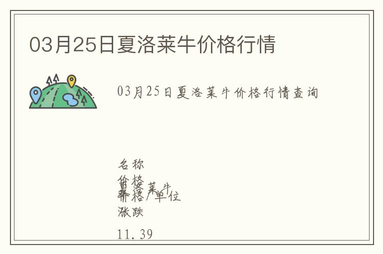 03月25日夏洛萊牛價格行情