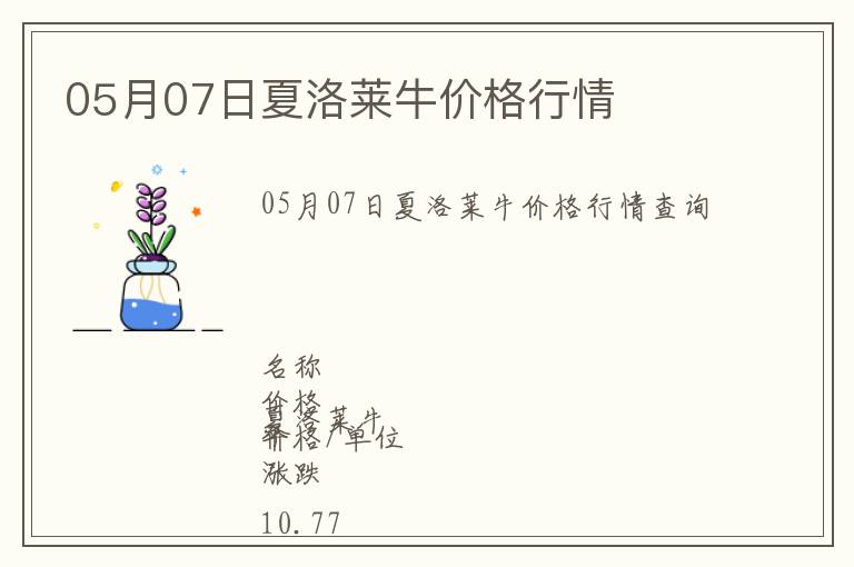 05月07日夏洛萊牛價(jià)格行情