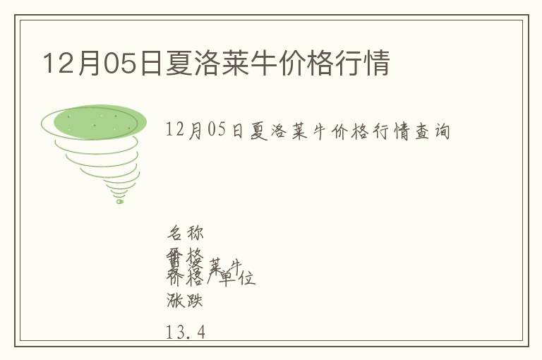 12月05日夏洛萊牛價格行情