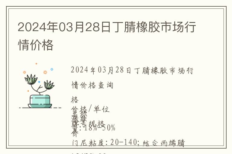 2024年03月28日丁腈橡膠市場(chǎng)行情價(jià)格