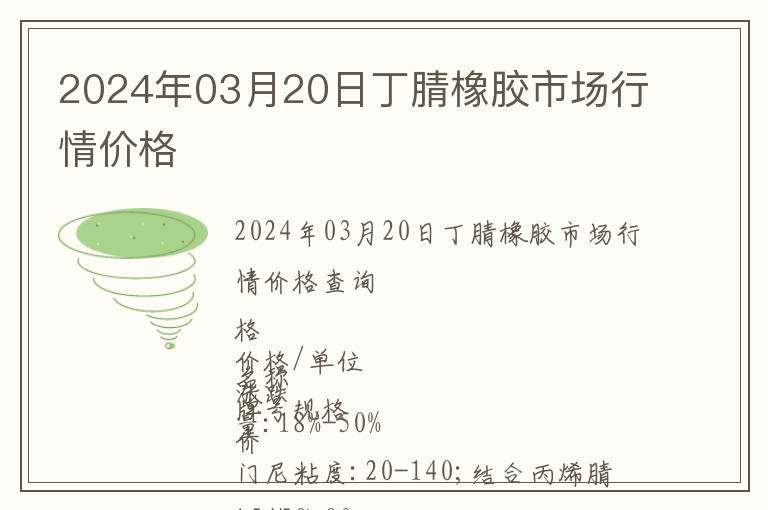 2024年03月20日丁腈橡膠市場行情價格
