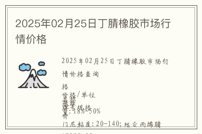 2025年02月25日丁腈橡膠市場行情價格