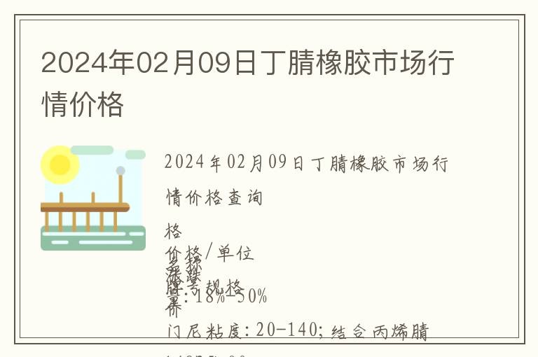 2024年02月09日丁腈橡膠市場行情價格