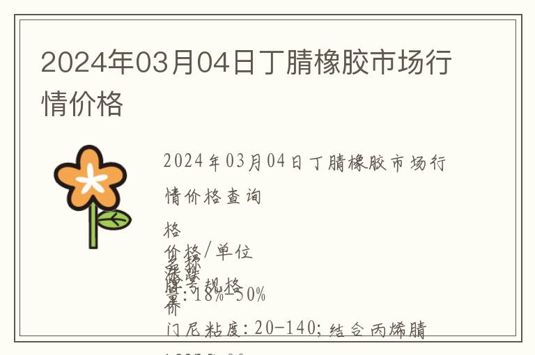 2024年03月04日丁腈橡膠市場行情價格