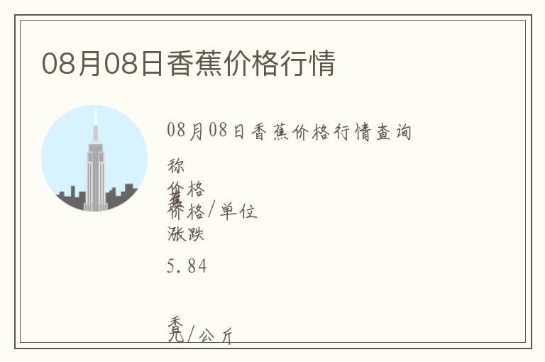 08月08日香蕉價格行情
