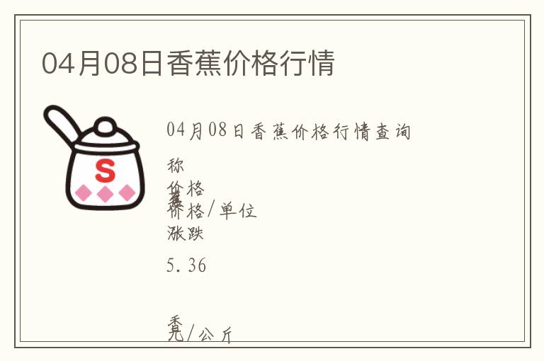 04月08日香蕉價格行情