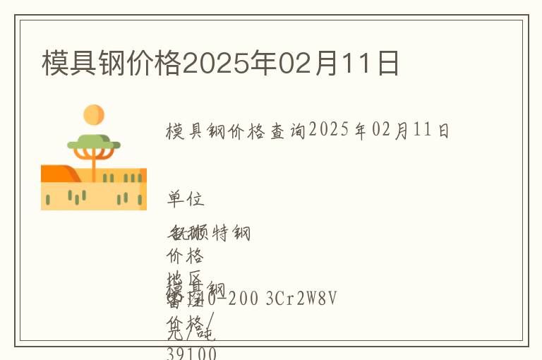 模具鋼價格2025年02月11日