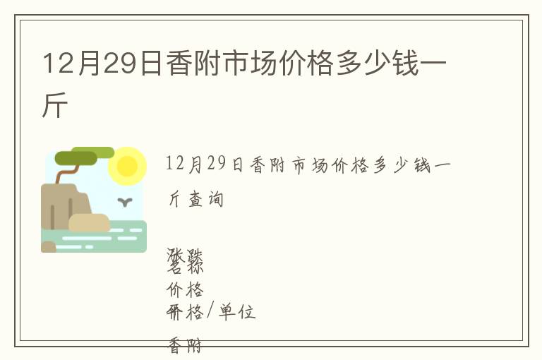 12月29日香附市場價(jià)格多少錢一斤