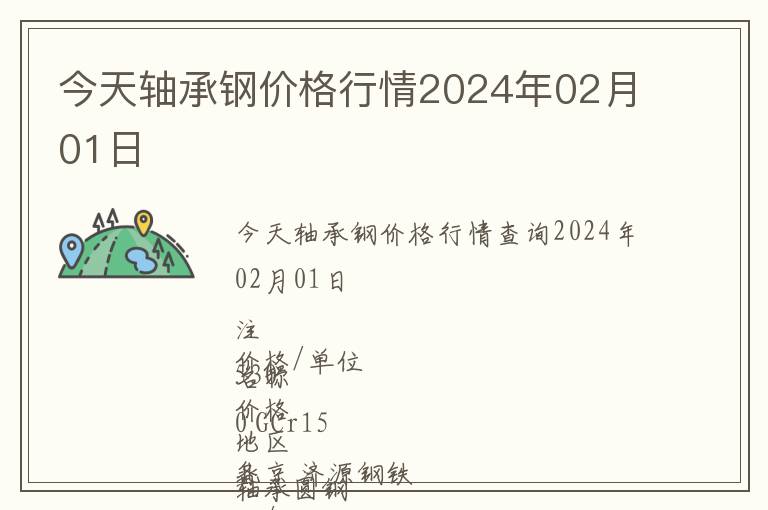 今天軸承鋼價格行情2024年02月01日